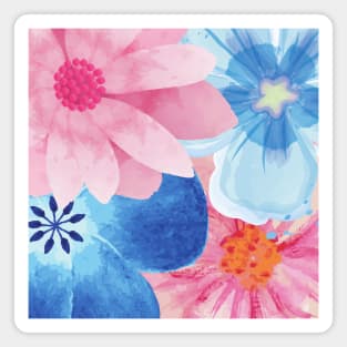 Watercolor Spring Pastel Flower Garden, Colorful, Bright Magnet